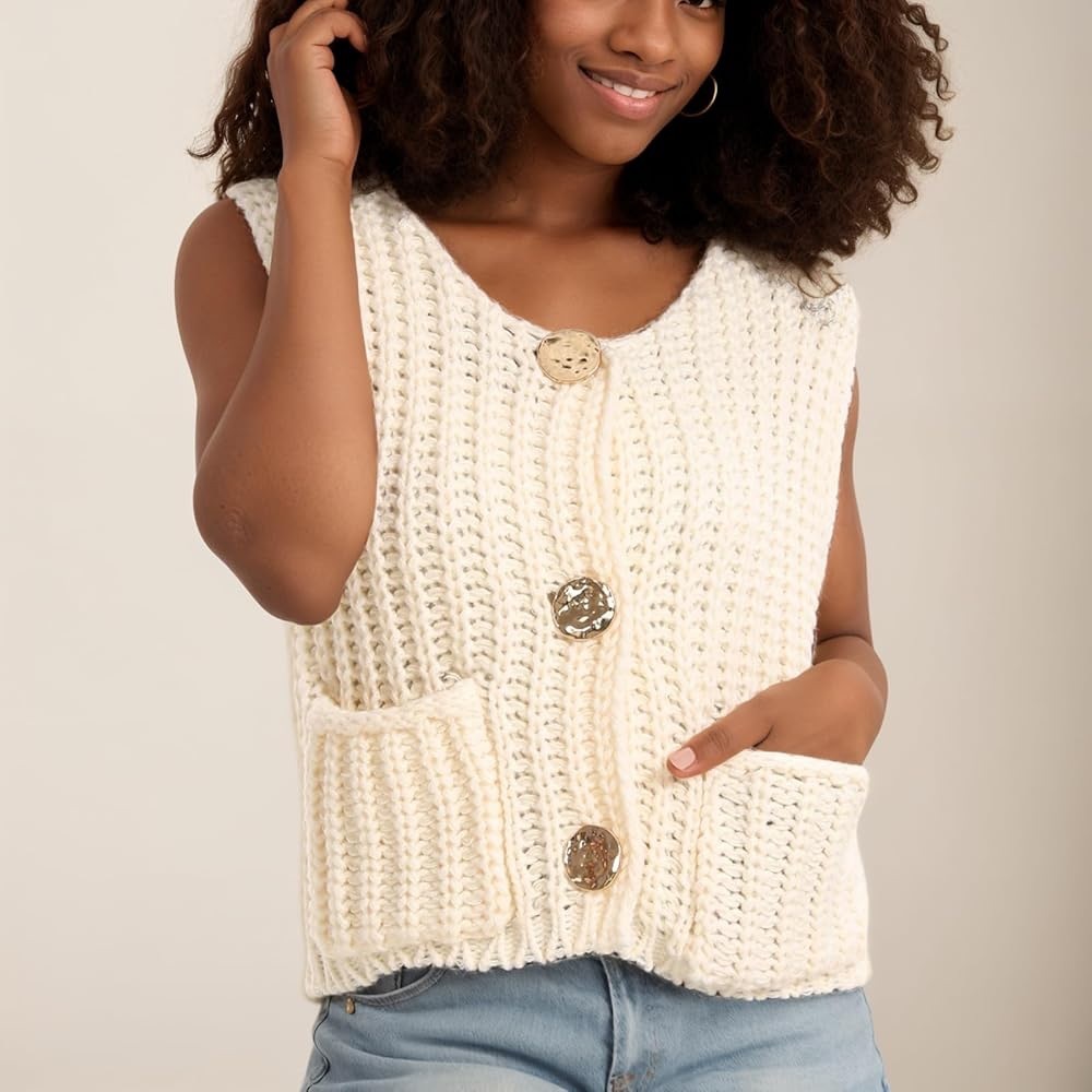 Sleeveless Chunky Knit Vest